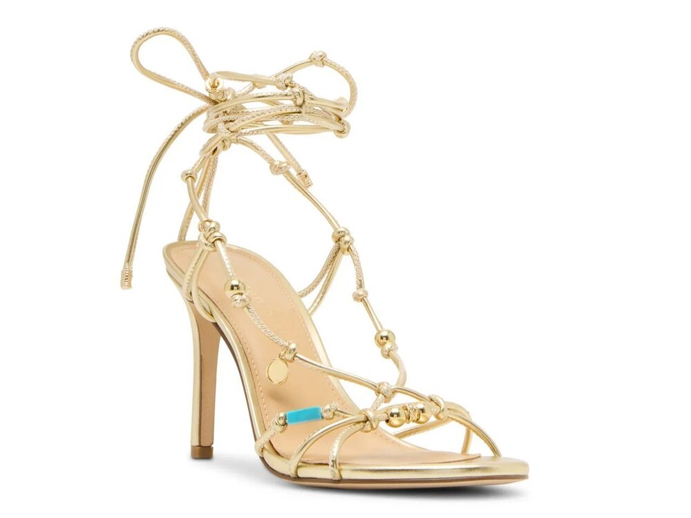 NWT🧡Madden Girl - Gold Viennaa Lace-Up Stiletto Sandal - 8 - Picture 2 of 4